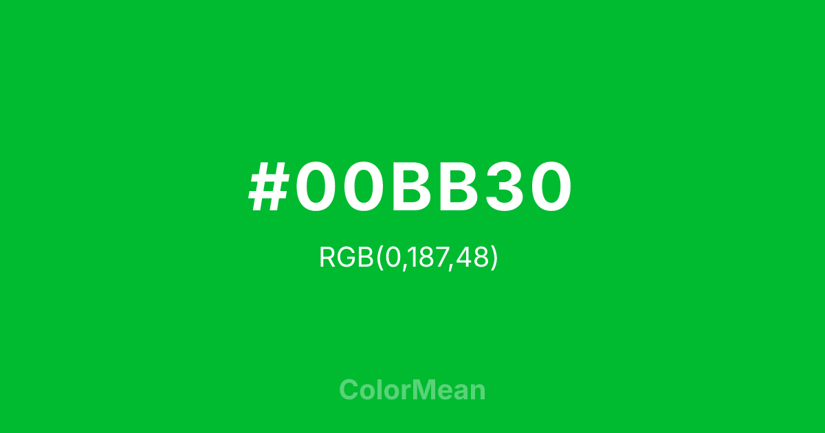 Color swatch image showing #00BB30 with RGB(0,187,48) values