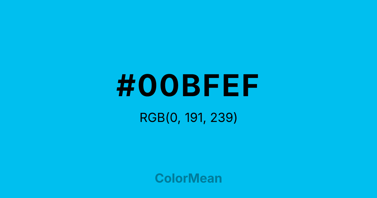 Color swatch image showing #00BFEF with RGB(0,191,239) values