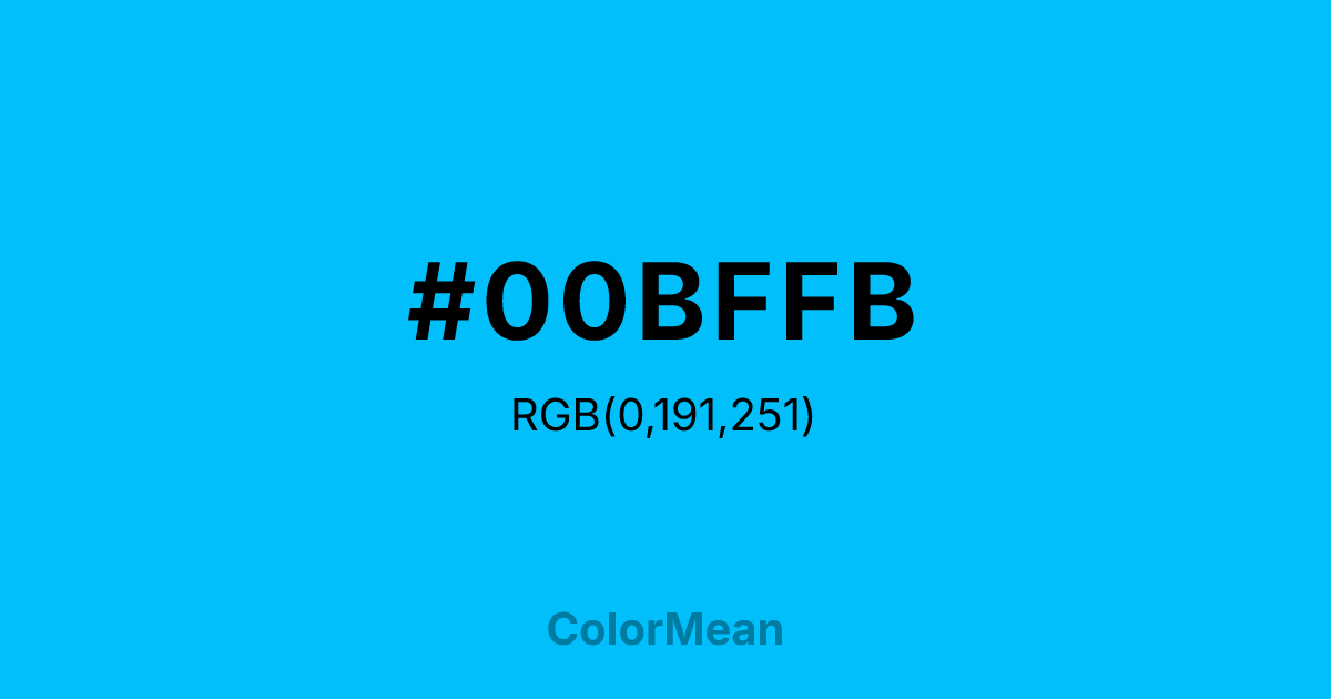 Color swatch image showing #00BFFB with RGB(0,191,251) values