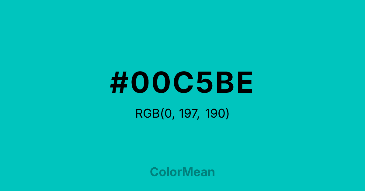 Color swatch image showing #00C5BE with RGB(0,197,190) values