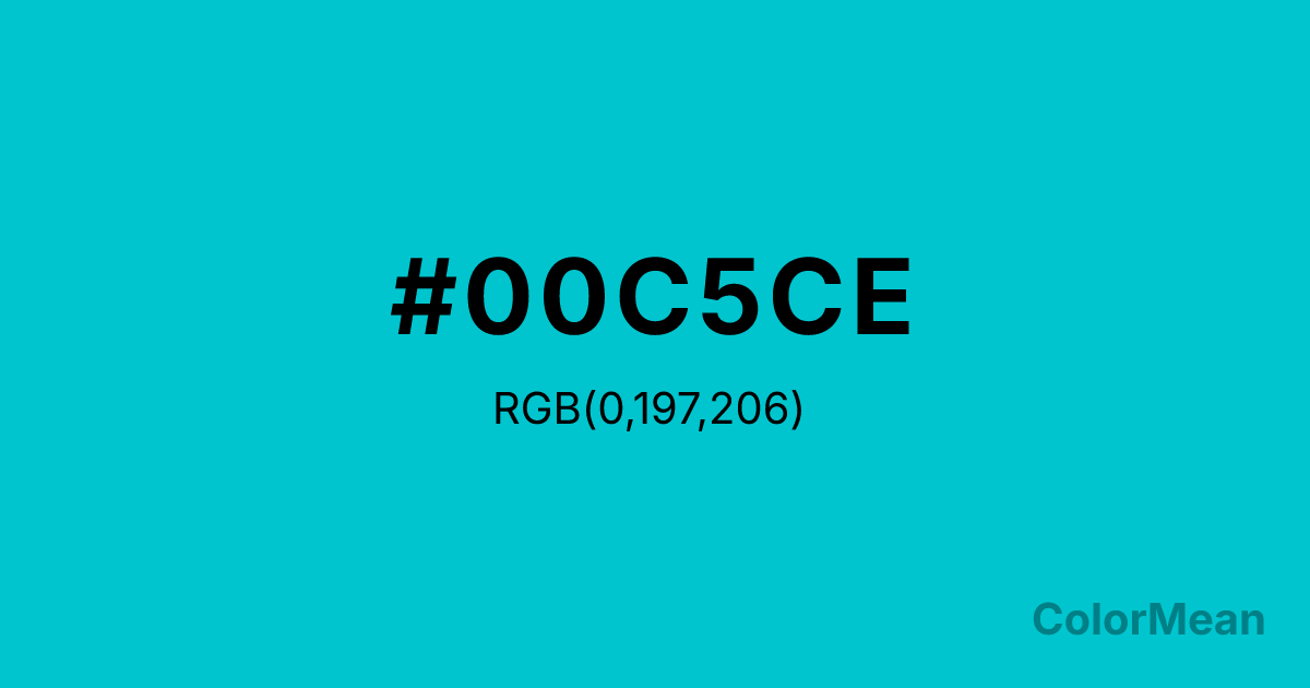 Color swatch image showing #00C5CE with RGB(0,197,206) values