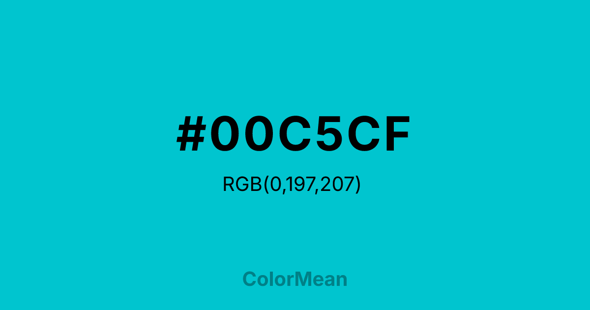 Color swatch image showing #00C5CF with RGB(0,197,207) values
