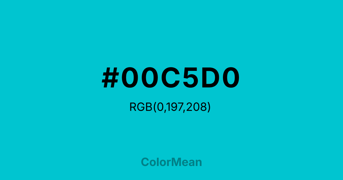 Color swatch image showing #00C5D0 with RGB(0,197,208) values