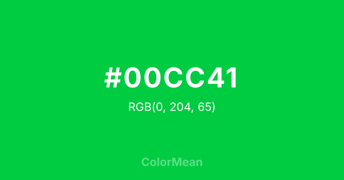 Color swatch image showing #00CC41 with RGB(0,204,65) values