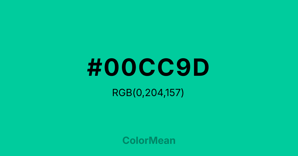 Color swatch image showing #00CC9D with RGB(0,204,157) values