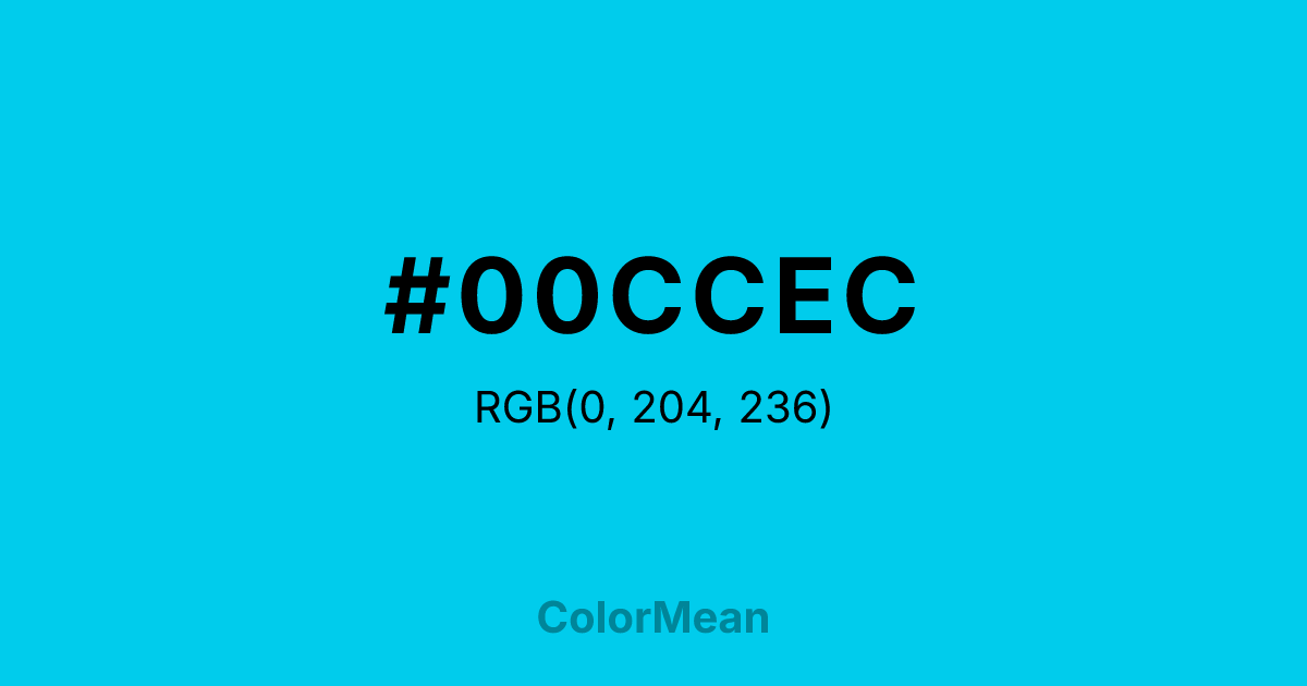 Color swatch image showing #00CCEC with RGB(0,204,236) values