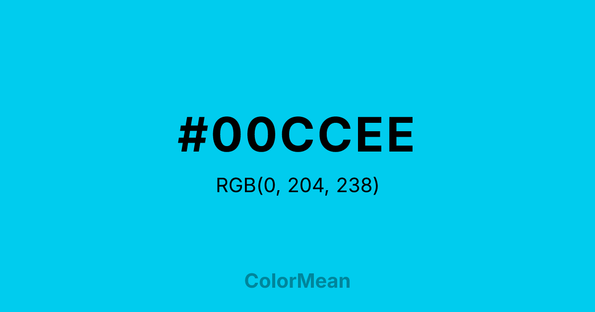 Color swatch image showing #00CCEE with RGB(0,204,238) values