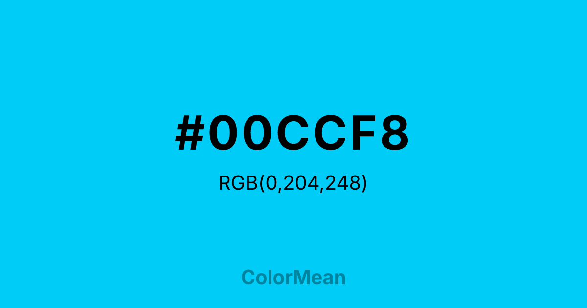 Color swatch image showing #00CCF8 with RGB(0,204,248) values