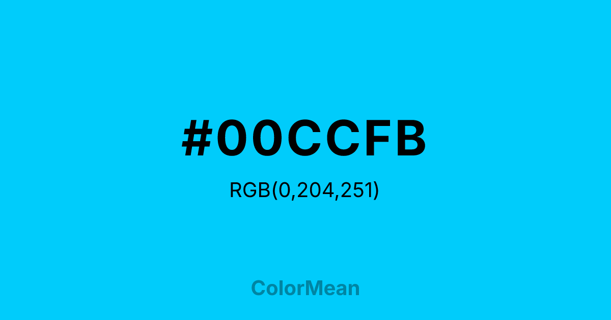 Color swatch image showing #00CCFB with RGB(0,204,251) values