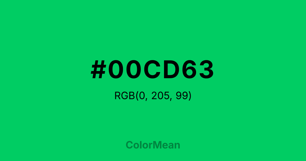 Color swatch image showing #00CD63 with RGB(0,205,99) values