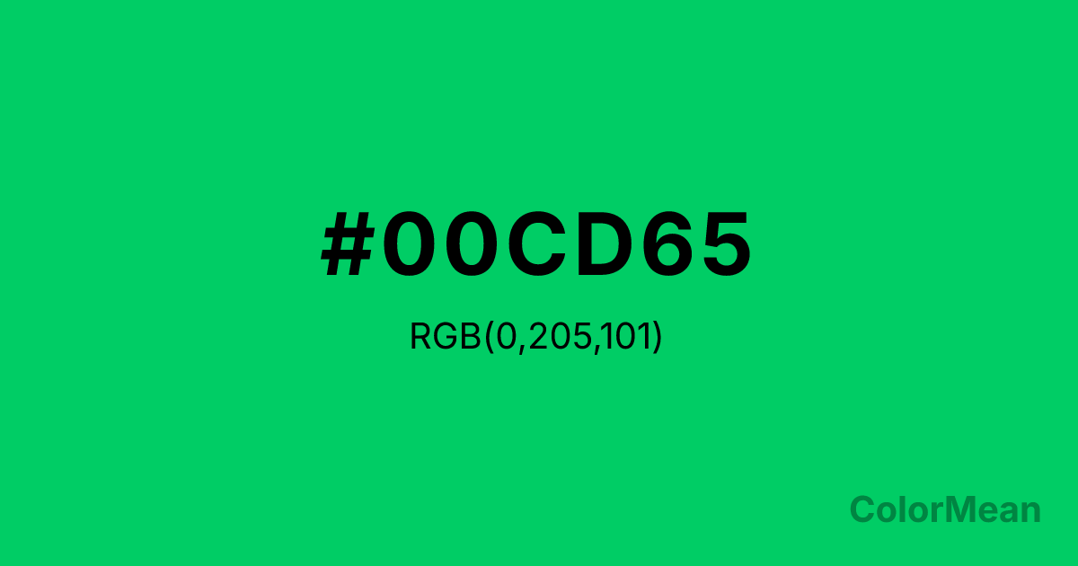 Color swatch image showing #00CD65 with RGB(0,205,101) values