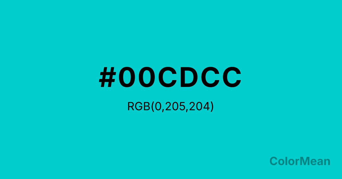 Color swatch image showing #00CDCC with RGB(0,205,204) values