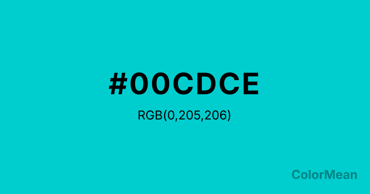 Color swatch image showing #00CDCE with RGB(0,205,206) values