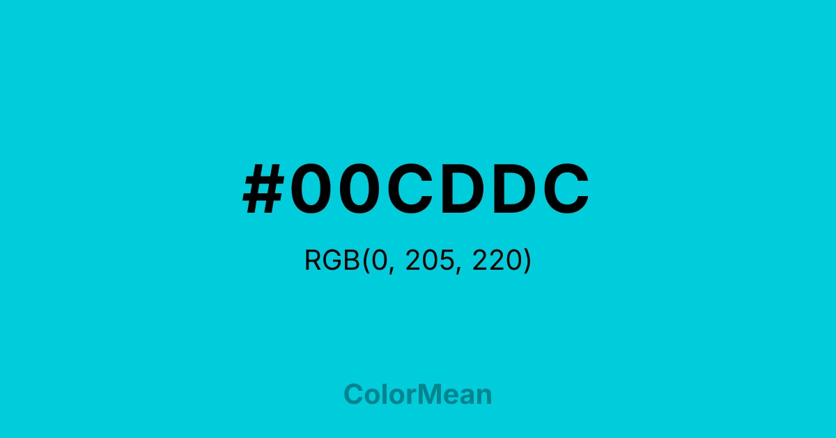 Color swatch image showing #00CDDC with RGB(0,205,220) values