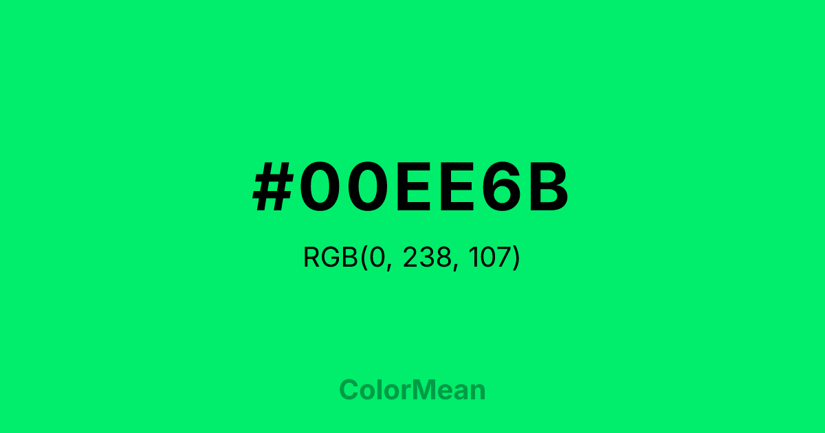 Color swatch image showing #00EE6B with RGB(0,238,107) values