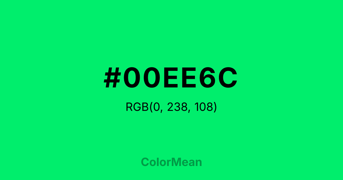Color swatch image showing #00EE6C with RGB(0,238,108) values