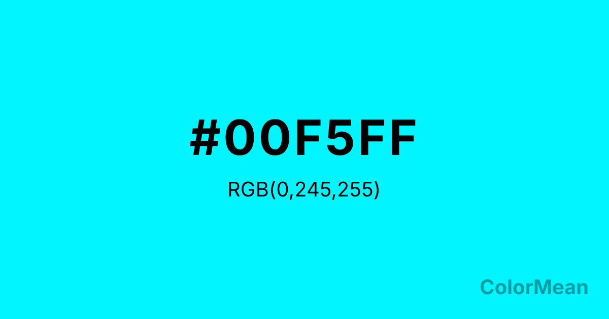 Color swatch image showing Turquoise 1 (#00F5FF) with RGB(0,245,255) values
