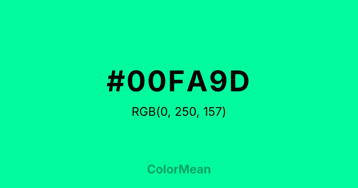 Color swatch image showing #00FA9D with RGB(0,250,157) values