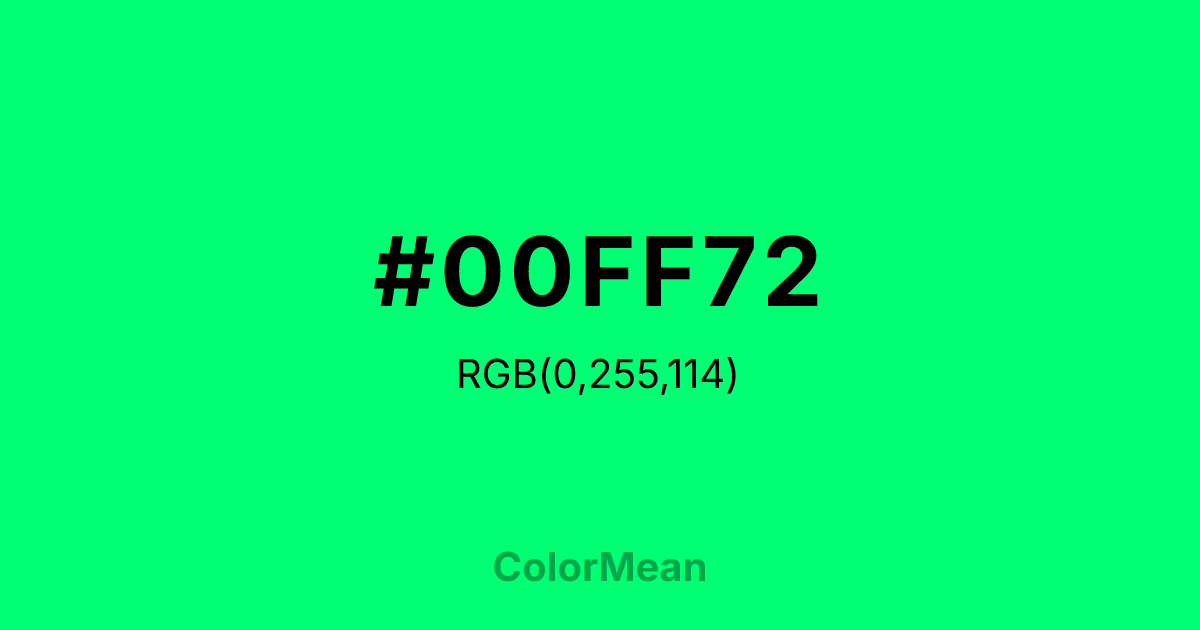 Color swatch image showing #00FF72 with RGB(0,255,114) values