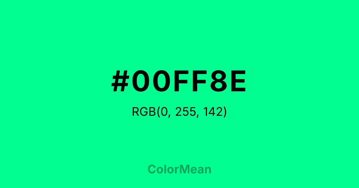 Color swatch image showing #00FF8E with RGB(0,255,142) values