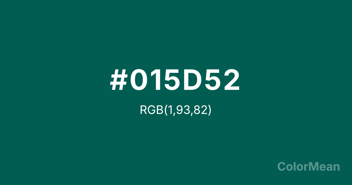 Color swatch image showing Opal Green (#015D52) with RGB(1,93,82) values
