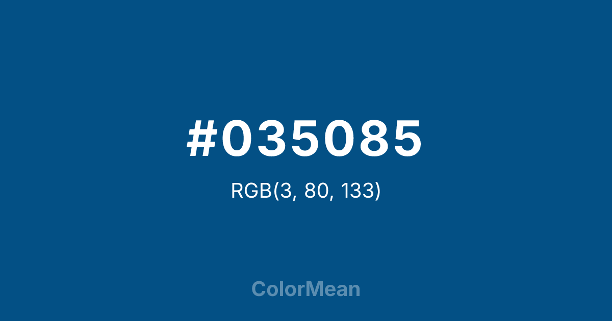 Color swatch image showing #035085 with RGB(3,80,133) values