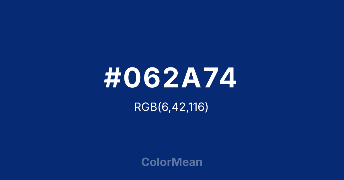 Color swatch image showing #062A74 with RGB(6,42,116) values