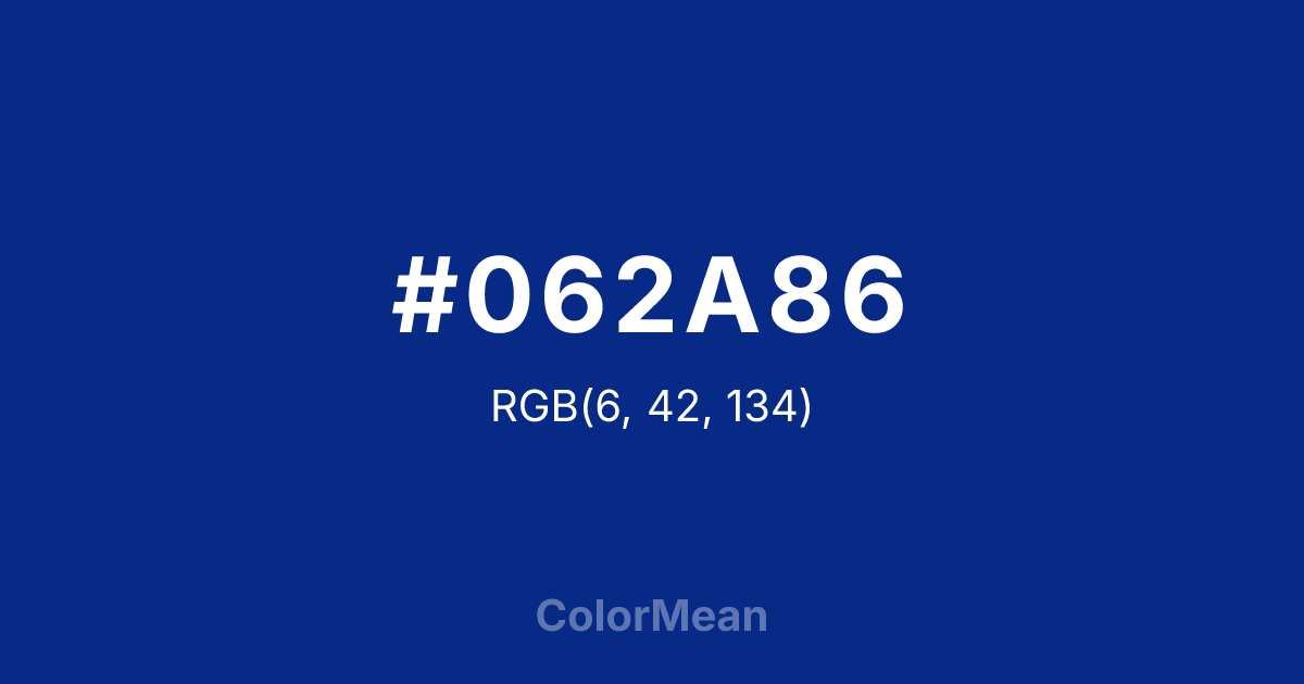 Color swatch image showing #062A86 with RGB(6,42,134) values