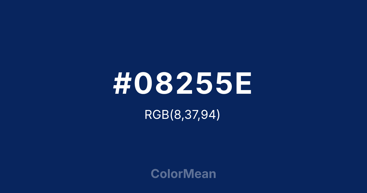 Color swatch image showing #08255E with RGB(8,37,94) values