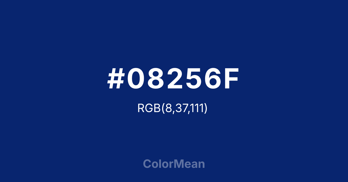 Color swatch image showing #08256F with RGB(8,37,111) values