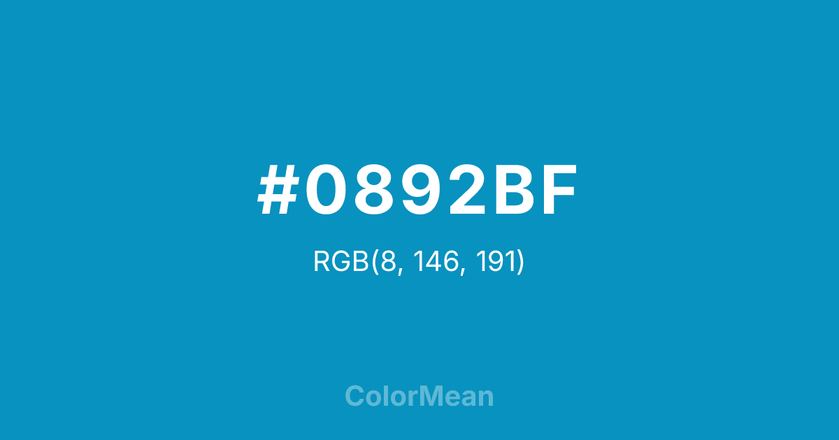Color swatch image showing #0892BF with RGB(8,146,191) values