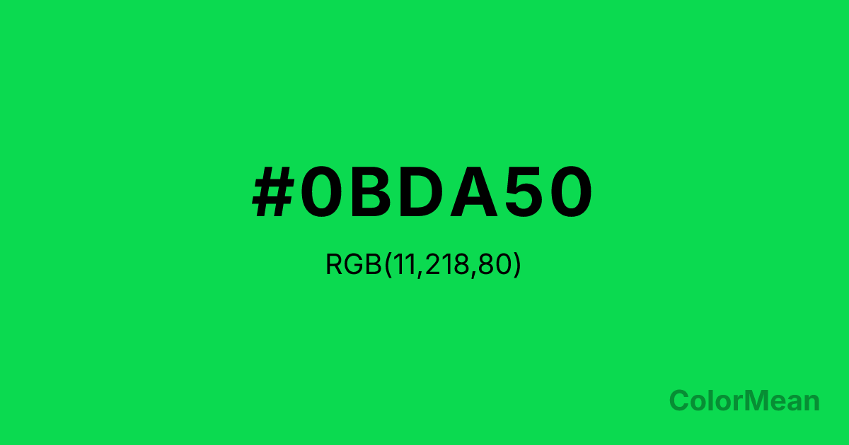 Color swatch image showing #0BDA50 with RGB(11,218,80) values
