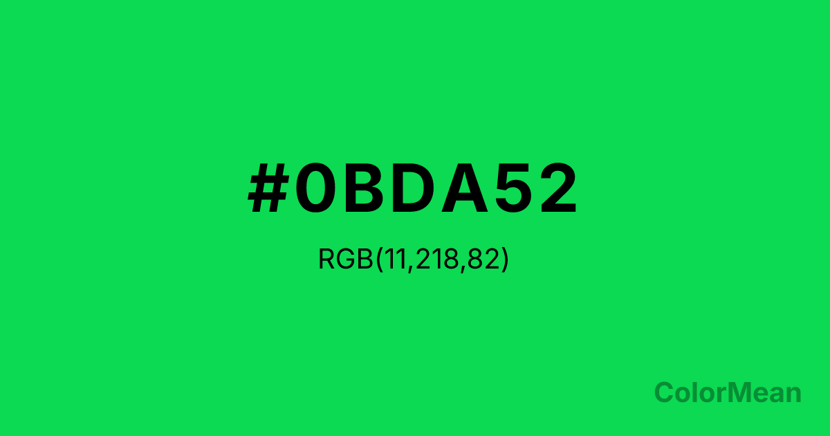 Color swatch image showing #0BDA52 with RGB(11,218,82) values