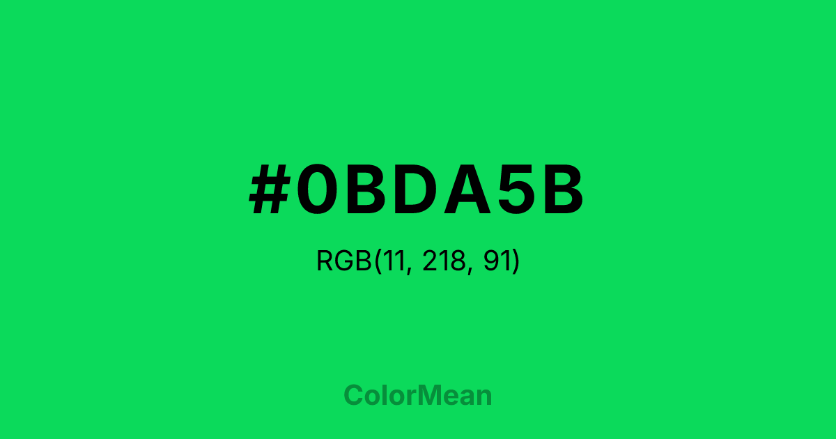 Color swatch image showing #0BDA5B with RGB(11,218,91) values