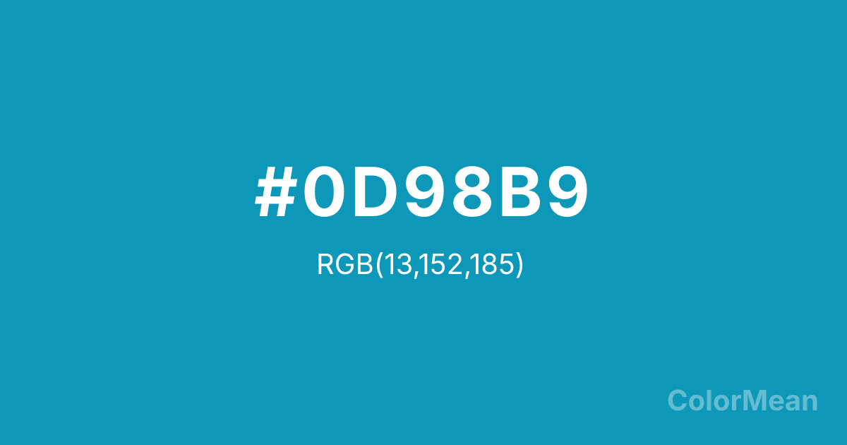 Color swatch image showing #0D98B9 with RGB(13,152,185) values
