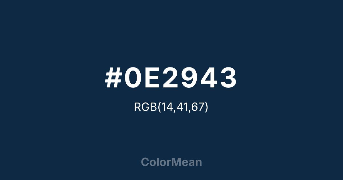 Color swatch image showing #0E2943 with RGB(14,41,67) values