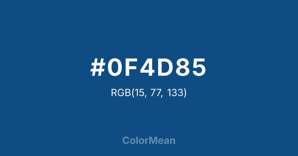 Color swatch image showing #0F4D85 with RGB(15,77,133) values