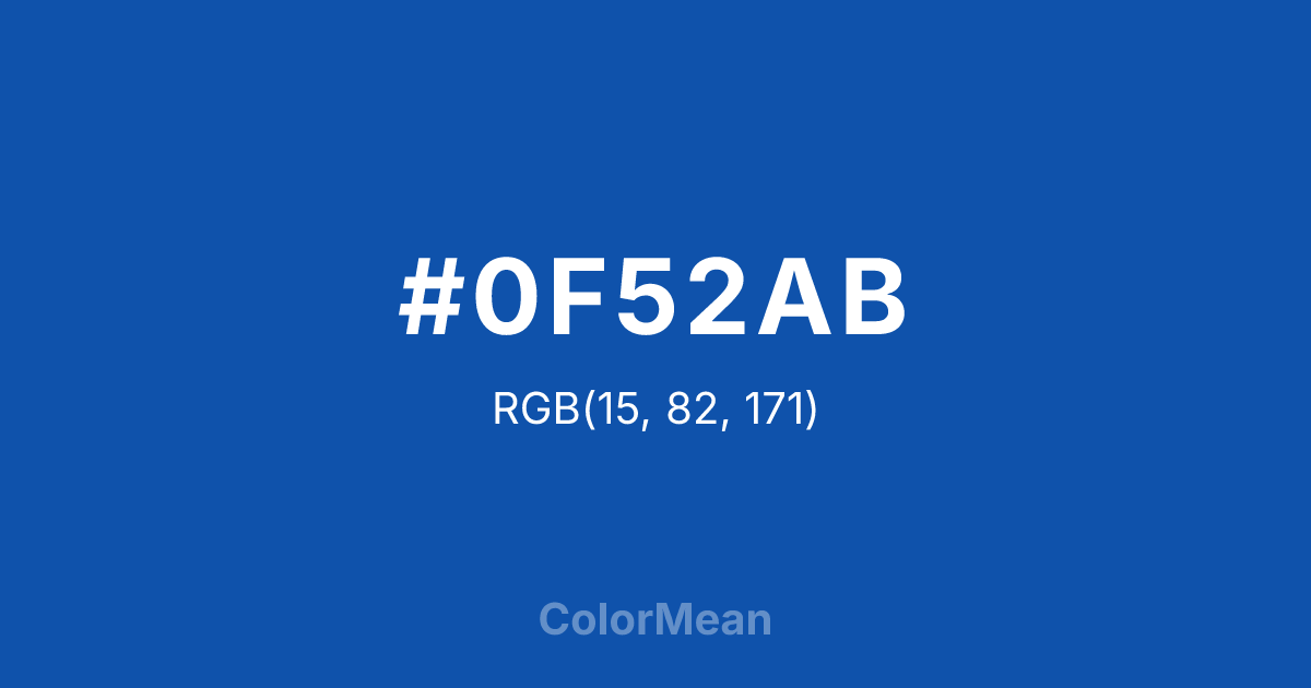 Color swatch image showing #0F52AB with RGB(15,82,171) values