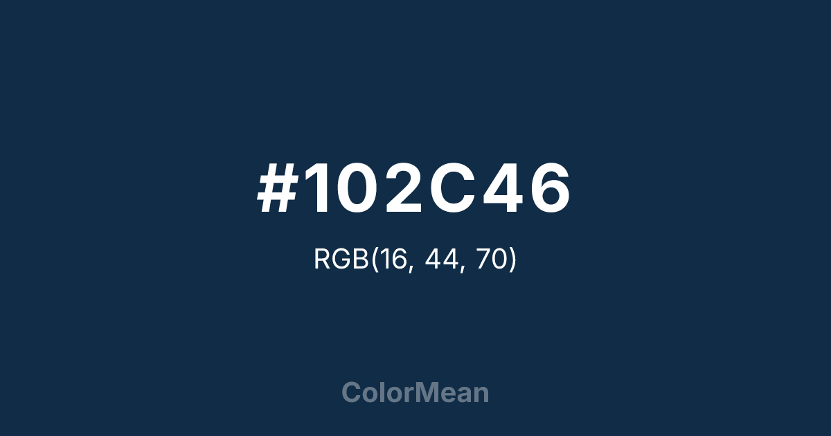 Color swatch image showing #102C46 with RGB(16,44,70) values