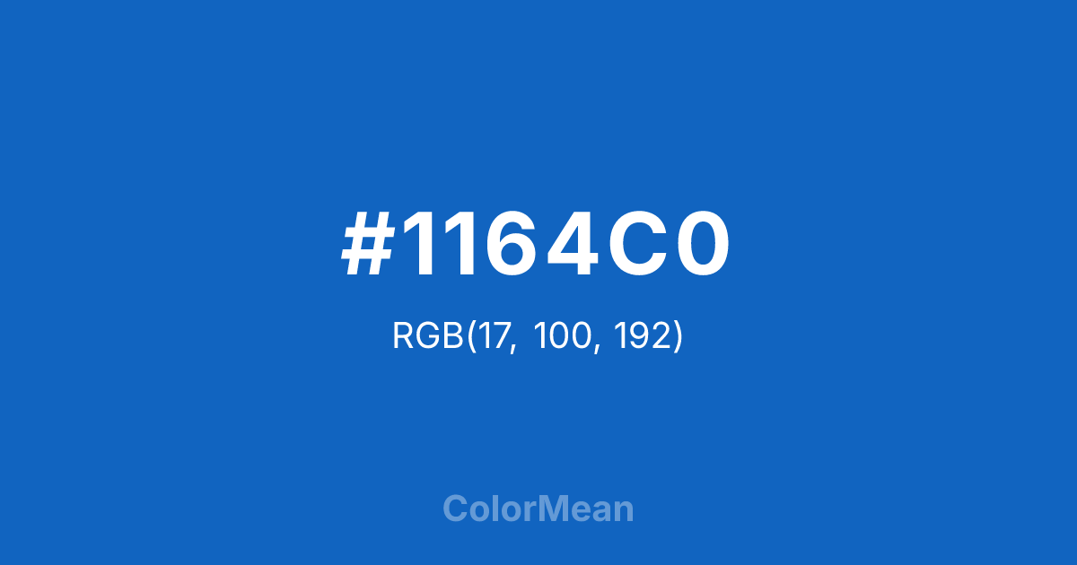 Color swatch image showing #1164C0 with RGB(17,100,192) values