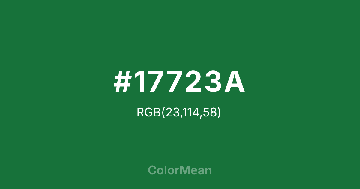Color swatch image showing #17723A with RGB(23,114,58) values