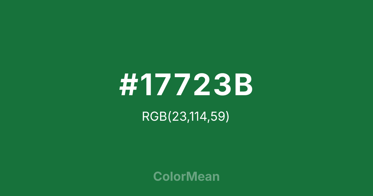 Color swatch image showing #17723B with RGB(23,114,59) values