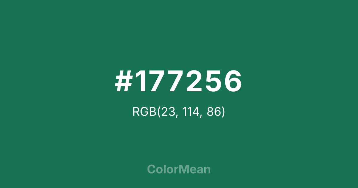 Color swatch image showing #177256 with RGB(23,114,86) values