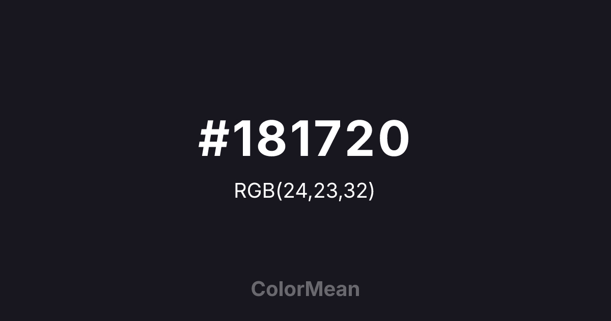 Color swatch image showing #181720 with RGB(24,23,32) values