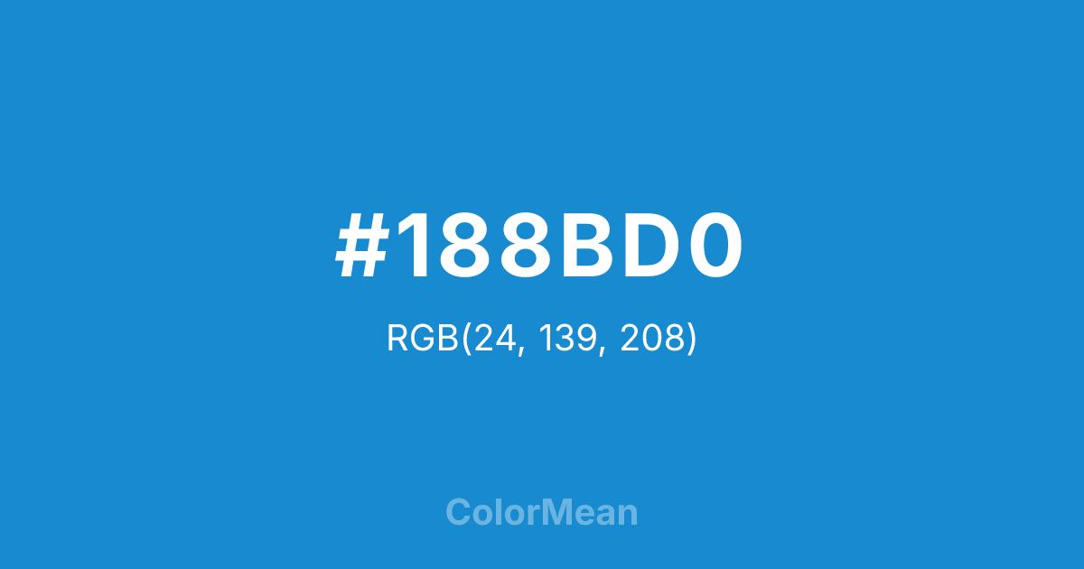 Color swatch image showing #188BD0 with RGB(24,139,208) values