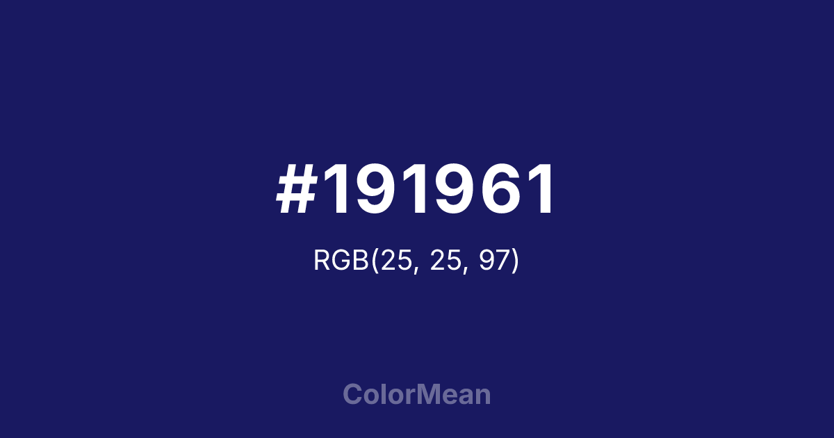 Color swatch image showing #191961 with RGB(25,25,97) values