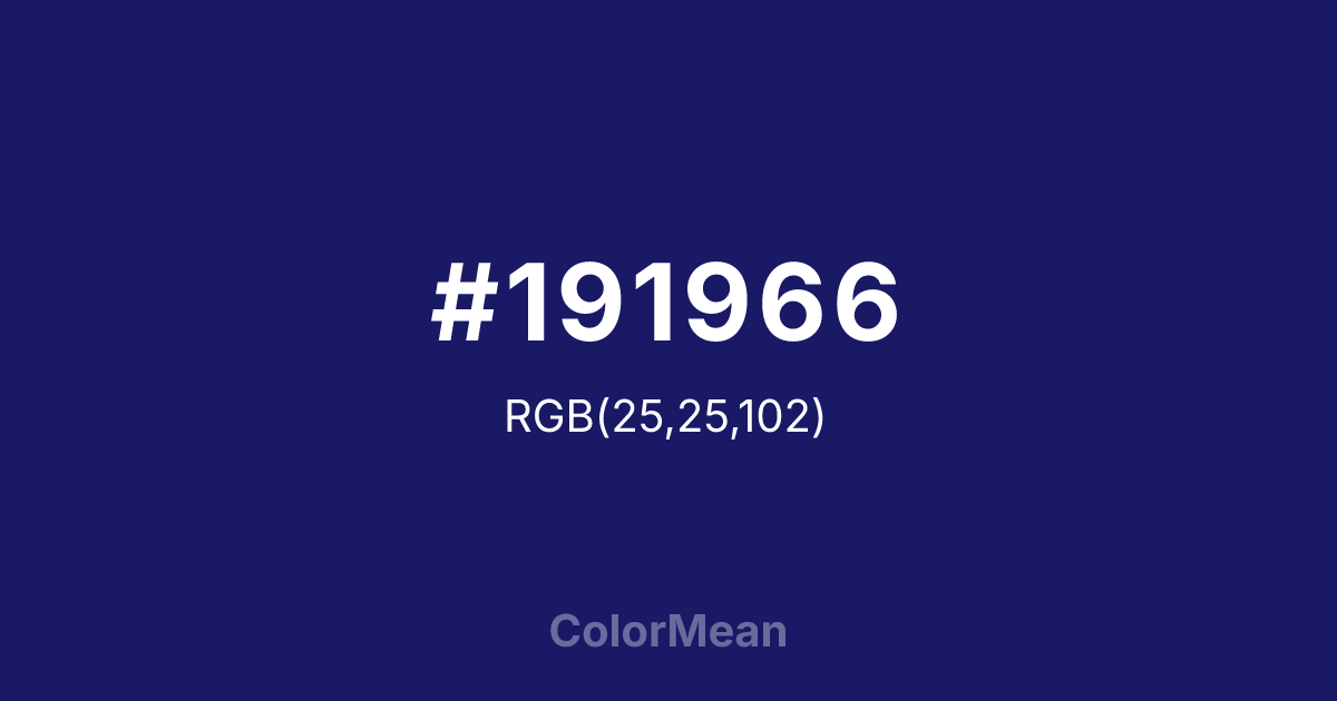 Color swatch image showing #191966 with RGB(25,25,102) values
