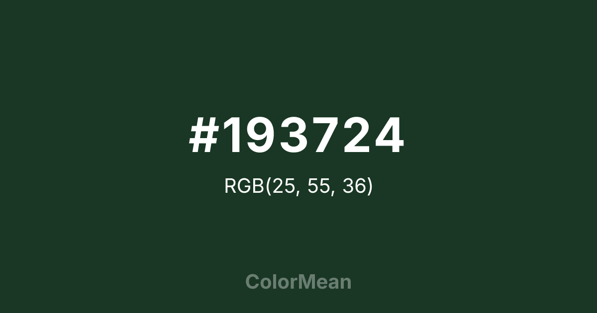 Color swatch image showing #193724 with RGB(25,55,36) values