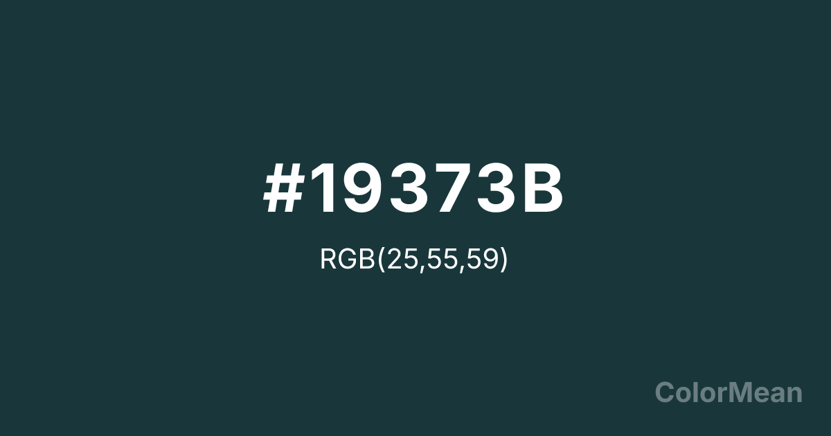 Color swatch image showing #19373B with RGB(25,55,59) values