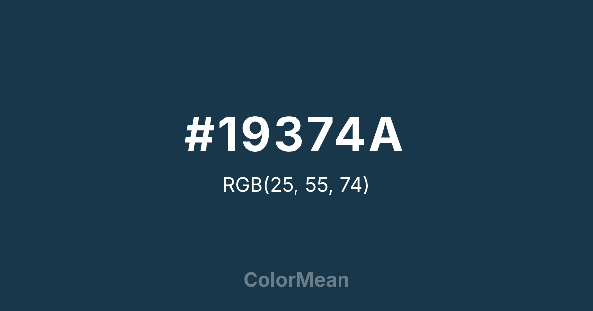 Color swatch image showing #19374A with RGB(25,55,74) values